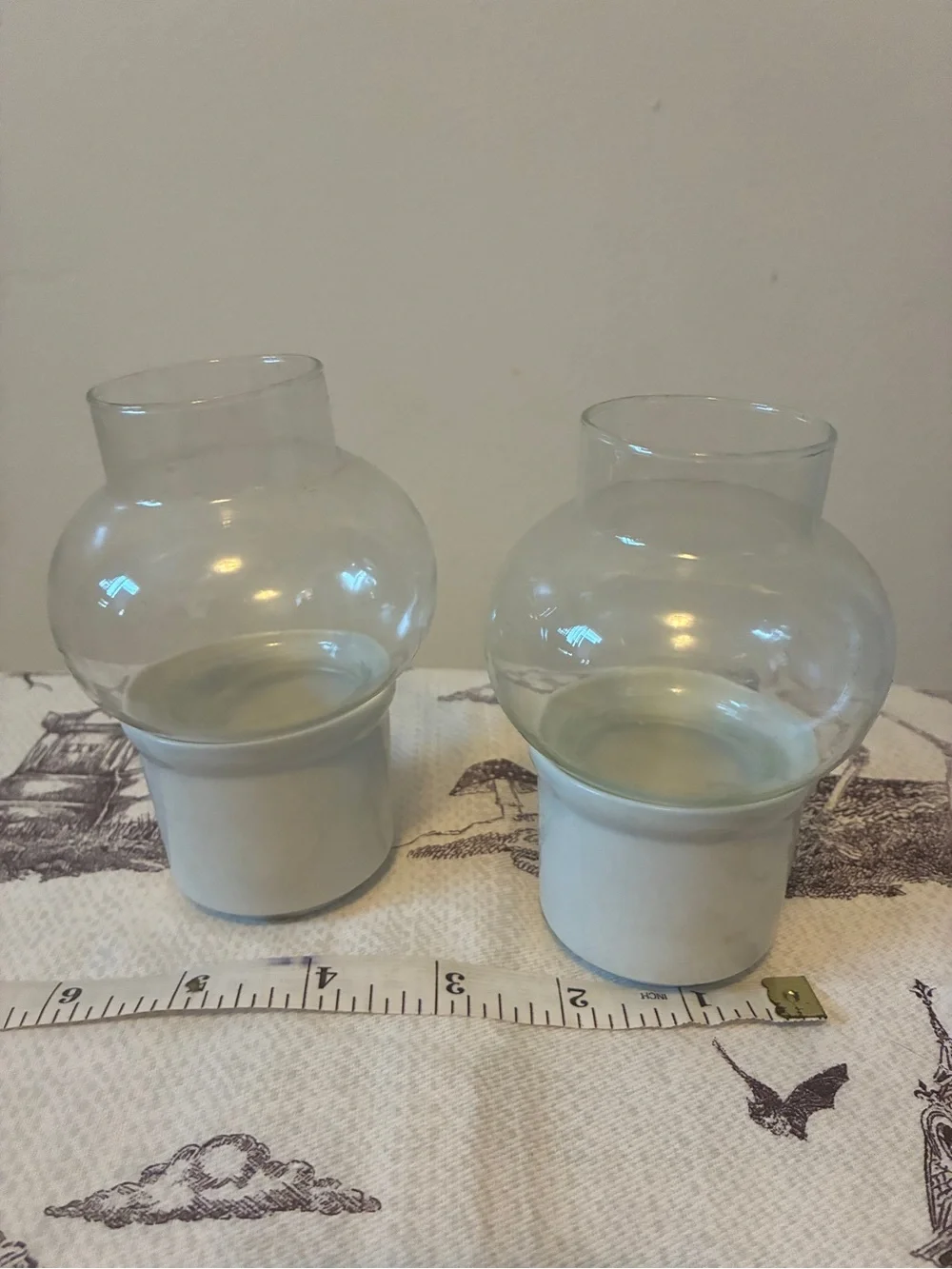 Vintage Halloween Pumpkin Glass Hurricane Candle Holders